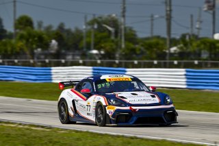 #77 Porsche 718 Cayman GT4 RS Clubsport of Danny Dyszelski and Alex Ellis, VPX Motorsport, GT4 America, Silver, SRO America, Sebring International Raceway, Sebring, FL May 15 - 18, 2025
 | Fred Hardy | www.FredHardyPhoto.com for SRO America &copy;2025