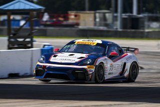 #77 Porsche 718 Cayman GT4 RS Clubsport of Danny Dyszelski and Alex Ellis, VPX Motorsport, GT4 America, Silver, SRO America, Sebring International Raceway, Sebring, FL May 15 - 18, 2025
 | Fred Hardy | www.FredHardyPhoto.com for SRO America &copy;2025