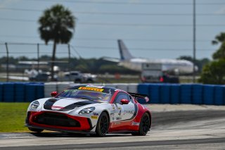 #4 Aston Martin Vantage AMR GT4 of Braydon Arthur and Mike David Ortmann, JMF Motorsports, GT4 America, Silver, SRO America, Sebring International Raceway, Sebring, FL May 15 - 18, 2025
 | Fred Hardy | www.FredHardyPhoto.com for SRO America ©2025