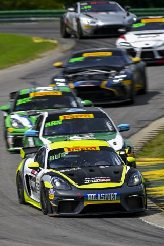 #23 Porsche 718 Cayman GT4 RS Clubsport of Michael Auriemma and Matheus Leist, NOLASPORT, GT4 America, Pro-Am, SRO America, Virginia International Raceway, Alton, VA, July 18 - 20, 2025
 | Fred Hardy Jr. | www.FredHardyPhoto.com ©2025 