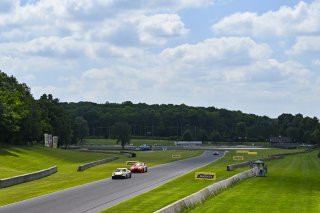 #9 Porsche 718 Cayman GT4 RS Clubsport of Dan Sibille and Loek Hartog, ACI Motorsports, GT4 America, Pro-Am, SRO America, Road America, Elkhart Lake, WI, Aug 15 - 17, 2025 #97 BMW M4 GT4 (G82) EVO of Kenton Koch and Kevin Boehm, Random Vandals Racing, Sil | Fred Hardy Jr. | www.FredHardyPhoto.com &copy;2025 