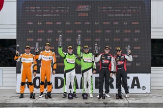 #07 Aston Martin Vantage AMR GT4 of Alex Garcia and Michael Garcia, Skip Barber Racing, GT4 America, Am, SRO America, Road America, Elkhart Lake, WI, Aug 15 - 17, 2025 #33 McLaren Artura GT4 of Tony Gaples and Michael Cooper, Blackdog Racing, Pro-Am, 2025 | Fred Hardy Jr. | www.FredHardyPhoto.com ©2025 