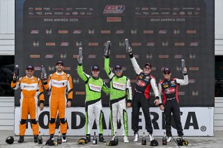 #07 Aston Martin Vantage AMR GT4 of Alex Garcia and Michael Garcia, Skip Barber Racing, GT4 America, Am, SRO America, Road America, Elkhart Lake, WI, Aug 15 - 17, 2025 #33 McLaren Artura GT4 of Tony Gaples and Michael Cooper, Blackdog Racing, Pro-Am, 2025 | Fred Hardy Jr. | www.FredHardyPhoto.com ©2025 