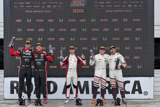 #4 Aston Martin Vantage AMR GT4 EVO of Braydon Arthur and Mike David Ortmann, JMF Motorsports, GT4 America, Silver, SRO America, Road America, Elkhart Lake, WI, Aug 15 - 17, 2025 #97 BMW M4 GT4 (G82) EVO of Kenton Koch and Kevin Boehm, Random Vandals Raci | Fred Hardy Jr. | www.FredHardyPhoto.com ©2025 