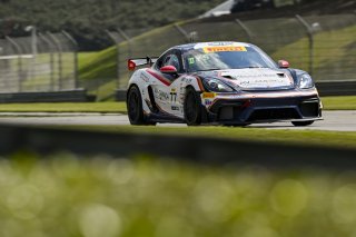 #77 Porsche 718 Cayman GT4 RS Clubsport of Danny Dyszelski and Alex Ellis, VPX Motorsport, GT4 America, Silver, SRO America, Barber Motorsports Park, Birmingham, AL, Sept 5 - 7, 2025
 | Fred Hardy Jr. | www.FredHardyPhoto.com ©2025 
