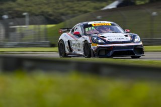 #77 Porsche 718 Cayman GT4 RS Clubsport of Danny Dyszelski and Alex Ellis, VPX Motorsport, GT4 America, Silver, SRO America, Barber Motorsports Park, Birmingham, AL, Sept 5 - 7, 2025
 | Fred Hardy Jr. | www.FredHardyPhoto.com ©2025 
