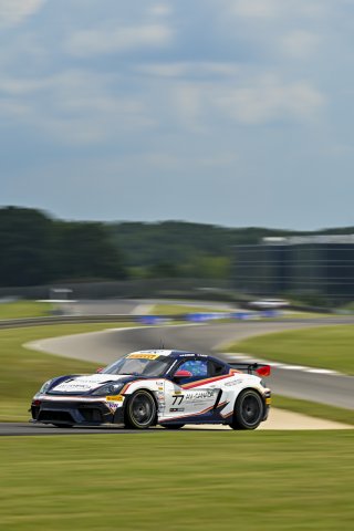 #77 Porsche 718 Cayman GT4 RS Clubsport of Danny Dyszelski and Alex Ellis, VPX Motorsport, GT4 America, Silver, SRO America, Barber Motorsports Park, Birmingham, AL, Sept 5 - 7, 2025
 | Fred Hardy Jr. | www.FredHardyPhoto.com ©2025 