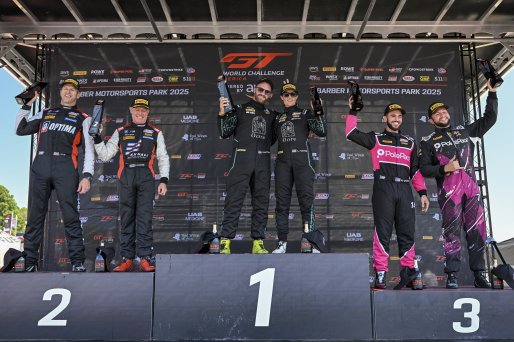 #606 BMW M4 GT4 (G82) EVO of Allen Patten and Laura Hayes, Thunder Bunny Racing, GT4 America, Am, SRO America, Barber Motorsports Park, Birmingham, AL, Sept 5 - 7, 2025 #07 Aston Martin Vantage AMR GT4 of Alex Garcia and Michael Garcia, Skip Barber Racing | Fred Hardy Jr. | www.FredHardyPhoto.com ©2025 