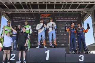 #43 McLaren Artura GT4 of Alex Vogel and Matthew Bell, P1 Groupe, GT4 America, Pro-Am, SRO America, Barber Motorsports Park, Birmingham, AL, Sept 5 - 7, 2025 #7 Porsche 718 Cayman GT4 RS Clubsport of Curt Swearingin and Riley Dickinson, ACI Motorsports, 2 | Fred Hardy Jr. | www.FredHardyPhoto.com ©2025 