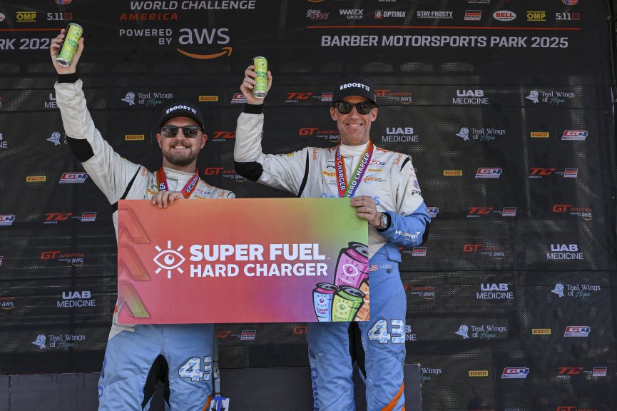 #43 McLaren Artura GT4 of Alex Vogel and Matthew Bell, P1 Groupe, GT4 America, Pro-Am, SRO America, Barber Motorsports Park, Birmingham, AL, Sept 5 - 7, 2025
