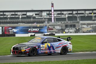 #413 BMW M4 GT4 (G82) of Zach Lumsden / Kris Wilson, Flying Lizard Motorsports, GT4 America, Am, SRO America, Indianapolis Motor Speedway, Indianapolis, IN, Oct 16–19, 2025
 | Fred Hardy | www.FredHardyPhoto.com ©2025