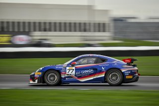 #77 Porsche 718 Cayman GT4 RS Clubsport of Danny Dyszelski / Alex Ellis, VPX Motorsport, GT4 America, Silver, SRO America, Indianapolis Motor Speedway, Indianapolis, IN, Oct 16–19, 2025
 | Fred Hardy | www.FredHardyPhoto.com ©2025