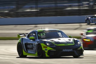 #47 Porsche 718 Cayman GT4 RS Clubsport of Matt Travis / Matheus Leist, NOLASPORT, GT4 America, Pro-Am, SRO America, Indianapolis Motor Speedway, Indianapolis, IN, Oct 16–19, 2025
 | Fred Hardy | www.FredHardyPhoto.com ©2025