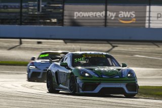 #7 Porsche 718 Cayman GT4 RS Clubsport of Curt Swearingin / Riley Dickinson, ACI Motorsports, GT4 America, Pro-Am, SRO America, Indianapolis Motor Speedway, Indianapolis, IN, Oct 16–19, 2025
 | Fred Hardy | www.FredHardyPhoto.com ©2025