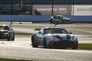 #3 Aston Martin Vantage AMR GT4 EVO of Jesse Webb / Jonathan Neudorf, JMF Motorsports, GT4 America, Silver, SRO America, Indianapolis Motor Speedway, Indianapolis, IN, Oct 16–19, 2025
 | Fred Hardy | www.FredHardyPhoto.com ©2025