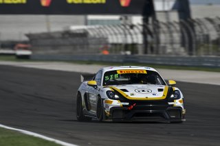 #9 Porsche 718 Cayman GT4 RS Clubsport of Dan Sibille / Loek Hartog, ACI Motorsports, GT4 America, Pro-Am, SRO America, Indianapolis Motor Speedway, Indianapolis, IN, Oct 16–19, 2025
 | Fred Hardy | www.FredHardyPhoto.com ©2025