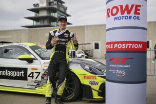 #47 Porsche 718 Cayman GT4 RS Clubsport of Matt Travis / Matheus Leist, NOLASPORT, GT4 America, Pro-Am, SRO America, Indianapolis Motor Speedway, Indianapolis, IN, Oct 16–19, 2025
 | Fred Hardy | www.FredHardyPhoto.com ©2025