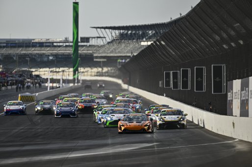 #77 Porsche 718 Cayman GT4 RS Clubsport of Danny Dyszelski / Alex Ellis, VPX Motorsport, GT4 America, Silver, SRO America, Indianapolis Motor Speedway, Indianapolis, IN, Oct 16–19, 2025
 | Fred Hardy | www.FredHardyPhoto.com ©2025