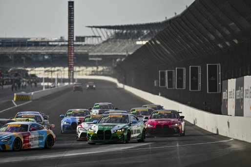 #98 BMW M4 GT4 (G82) EVO of Paul Sparta / Darius Trinka, Random Vandals Racing, GT4 America, Am, SRO America, Indianapolis Motor Speedway, Indianapolis, IN, Oct 16–19, 2025
 | Fred Hardy | www.FredHardyPhoto.com ©2025