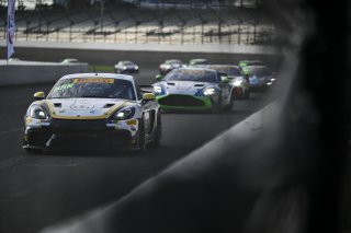 #9 Porsche 718 Cayman GT4 RS Clubsport of Dan Sibille / Loek Hartog, ACI Motorsports, GT4 America, Pro-Am, SRO America, Indianapolis Motor Speedway, Indianapolis, IN, Oct 16–19, 2025
 | Fred Hardy | www.FredHardyPhoto.com ©2025