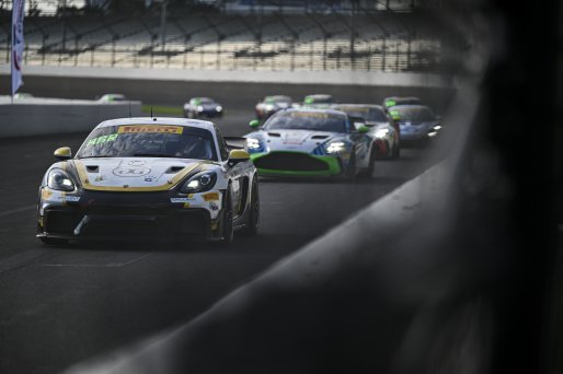 #9 Porsche 718 Cayman GT4 RS Clubsport of Dan Sibille / Loek Hartog, ACI Motorsports, GT4 America, Pro-Am, SRO America, Indianapolis Motor Speedway, Indianapolis, IN, Oct 16–19, 2025
 | Fred Hardy | www.FredHardyPhoto.com ©2025