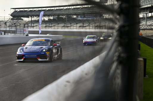 #77 Porsche 718 Cayman GT4 RS Clubsport of Danny Dyszelski / Alex Ellis, VPX Motorsport, GT4 America, Silver, SRO America, Indianapolis Motor Speedway, Indianapolis, IN, Oct 16–19, 2025
 | Fred Hardy | www.FredHardyPhoto.com ©2025
