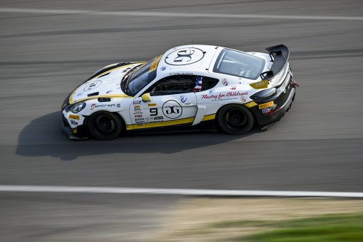 #9 Porsche 718 Cayman GT4 RS Clubsport of Dan Sibille / Loek Hartog, ACI Motorsports, GT4 America, Pro-Am, SRO America, Indianapolis Motor Speedway, Indianapolis, IN, Oct 16–19, 2025
 | Fred Hardy | www.FredHardyPhoto.com ©2025