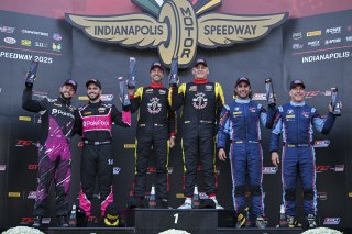 #188 BMW M4 GT4 (G82) EVO of Judson Holt / Denny Stripling, Fast Track Racing, GT4 America, Am, SRO America, Indianapolis Motor Speedway, Indianapolis, IN, Oct 16–19, 2025 #07 BMW M4 GT4 (G82) of Alex Garcia / Michael Garcia, Skip Barber Racing, 2025 #17  | Fred Hardy | www.FredHardyPhoto.com ©2025