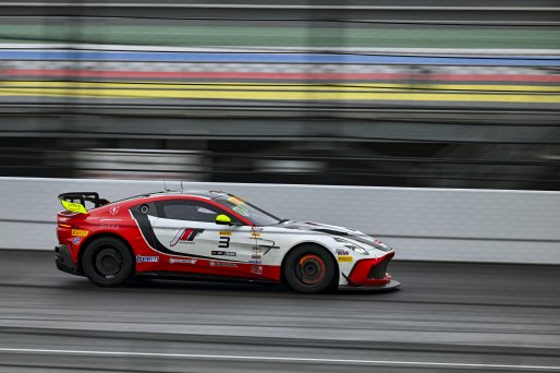 #3 Aston Martin Vantage AMR GT4 EVO of Jesse Webb / Jonathan Neudorf, JMF Motorsports, GT4 America, Silver, SRO America, Indianapolis Motor Speedway, Indianapolis, IN, Oct 16–19, 2025
 | Fred Hardy | www.FredHardyPhoto.com ©2025