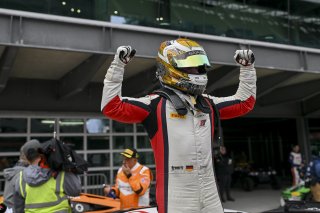 #4 Aston Martin Vantage AMR GT4 EVO of Braydon Arthur / Mike David Ortmann, JMF Motorsports, GT4 America, Silver, SRO America, Indianapolis Motor Speedway, Indianapolis, IN, Oct 16–19, 2025
 | Fred Hardy | www.FredHardyPhoto.com ©2025