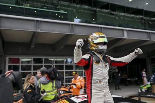 #4 Aston Martin Vantage AMR GT4 EVO of Braydon Arthur / Mike David Ortmann, JMF Motorsports, GT4 America, Silver, SRO America, Indianapolis Motor Speedway, Indianapolis, IN, Oct 16–19, 2025
 | Fred Hardy | www.FredHardyPhoto.com ©2025