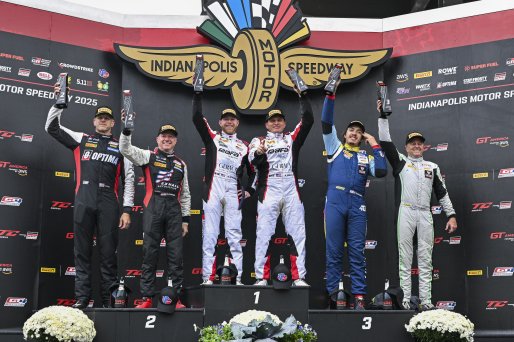 #72 Toyota Gazoo Racing GR Supra GT4 EVO2 of Anthony Geraci / Kenny Schmied, RAFA Racing Team, GT4 America, Am, SRO America, Indianapolis Motor Speedway, Indianapolis, IN, Oct 16–19, 2025 #36 BMW M4 GT4 (G82) EVO of James Clay / Charlie Postins, BimmerWor | Fred Hardy | www.FredHardyPhoto.com ©2025