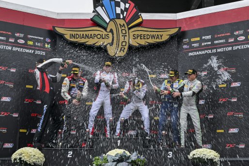 #72 Toyota Gazoo Racing GR Supra GT4 EVO2 of Anthony Geraci / Kenny Schmied, RAFA Racing Team, GT4 America, Am, SRO America, Indianapolis Motor Speedway, Indianapolis, IN, Oct 16–19, 2025 #36 BMW M4 GT4 (G82) EVO of James Clay / Charlie Postins, BimmerWor | Fred Hardy | www.FredHardyPhoto.com ©2025