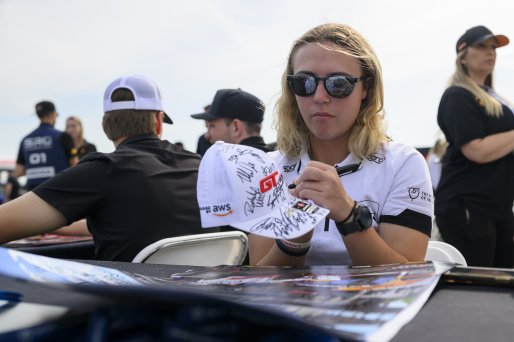 #26 Aston Martin Vantage AMR GT4 EVO of Hannah Grisham / Hannah Greenemeier, Heart of Racing Team, GT4 America, Silver, SRO America, Indianapolis Motor Speedway, Indianapolis, IN, Oct 16–19, 2025
 | Fred Hardy | www.FredHardyPhoto.com ©2025