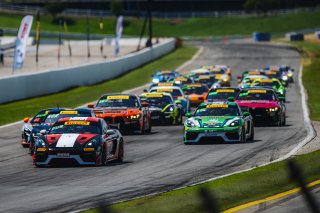 Race 1 Start, #028 Porsche 718 Cayman GT4 RS Clubsport of Spencer Pumpelly and Luca Mars, RS1, GT4 America, Silver, SRO America, Road Atlanta, Braselton, GA, June 12 - 14, 2026
 | Fred Hardy | www.echoandorigin.studio &copy;2026