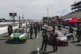 Race 1 Starting Grid #68 Toyota Gazoo Racing GR Supra GT4 EVO2 of Tyler Gonzalez and Westin Workman, RAFA Racing Team, GT4 America, Silver, SRO America, Sonoma Raceway, Sonoma, CA, Mar 26 - 28, 2026 #98 BMW M4 GT4 (G82) EVO of Josh Green and Bruno Colombo | Fred Hardy | www.echoandorigin.studio &copy;2026