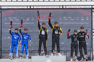 Podium Race 1 GT4 America, Am, #188 BMW M4 GT4 (G82) EVO of Judson Holt and Denny Stripling, Random Vandals Racing, GT4 America, SRO America, Sonoma Raceway, Sonoma, CA, Mar 26 - 28, 2026 #30 Ford Mustang GT4 (S650) of Frankie Muniz and Tyler Stone, TechS | Fred Hardy | www.echoandorigin.studio &copy;2026