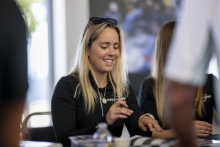 Autograph Session, #24 Porsche 718 Cayman GT4 RS Clubsport of Ashley Freiberg and Loni Unser, Kellymoss, GT4 America, Silver, SRO America, Sebring International Raceway, Sebring, FL, May 7 - 10, 2026
 | Fred Hardy | www.echoandorigin.studio &copy;2026