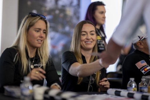 Autograph Session, #24 Porsche 718 Cayman GT4 RS Clubsport of Ashley Freiberg and Loni Unser, Kellymoss, GT4 America, Silver, SRO America, Sebring International Raceway, Sebring, FL, May 7 - 10, 2026
 | Fred Hardy | www.echoandorigin.studio &copy;2026
