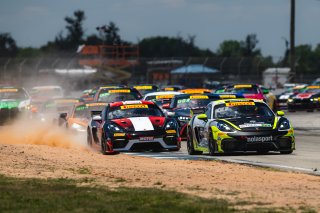 Race 2 Start, #47 Porsche 718 Cayman GT4 RS Clubsport of Matt Travis and Matheus Leist, NOLASPORT, GT4 America, Pro-Am, SRO America, Sebring International Raceway, Sebring, FL, May 7 - 10, 2026, #028 Porsche 718 Cayman GT4 RS Clubsport of Luca Mars and Sp | Fred Hardy | www.echoandorigin.studio &copy;2026