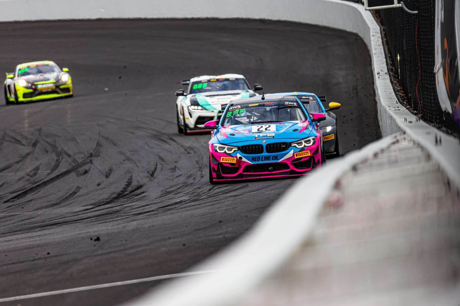 #22 BMW M4 GT4 of Cole Ciraulo and Tim Barber, CCR Racing/Team TFB, SL, Pirelli GT4 America, SRO, Indianapolis Motor Speedway, Indianapolis, IN, USA, October 2021
 | Sarah Weeks/SRO             