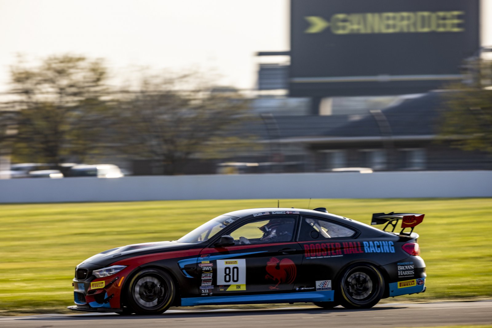 #80 BMW M4 GT4 of Todd Brown and Johan Schwartz, Rooster Hall Racing, GT4 America, Am, SRO America, Indianapolis Motor Speedway, Indianapolis, Indiana, Oct 2022.
 | Regis Lefebure/SRO