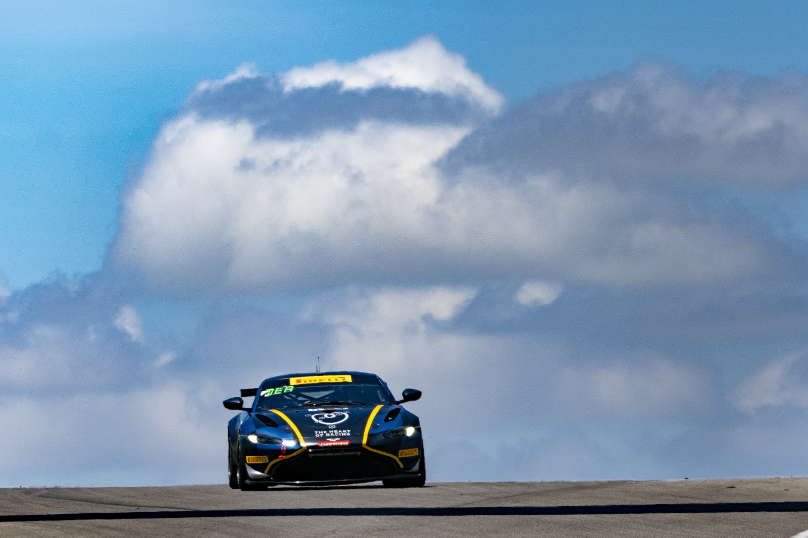 #24 Aston Martin Vantage AMR GT4 of Gray Newell and Roman De Angelis, Heart of Racing Team, Pirelli GT4 America, Am, SRO America, Circuit of the Americas, Austin TX, May 2023.
 | Brian Cleary/SRO