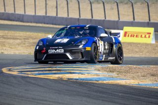 #2 Porsche 718 Cayman GT4 of Jason Bell and Andrew Davis, GMG Racing, GT4 SprintX Pro-Am, SRO America, Sonoma Raceway, Sonoma CA, Aug 2020.
 | SRO Motorsports Group