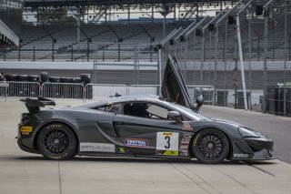 #3 McLaren 570s GT4 of Michael McAleenan and Dan Rogers, Motorsport USA, GT4 SprintX, SRO, Indianapolis Motor Speedway, Indianapolis, IN, September 2020.
 | Brian Cleary/SRO