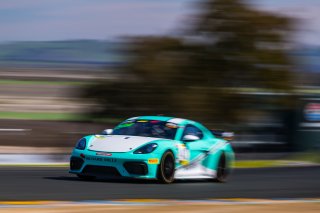 #43 Porsche 718 Cayman GT4 CLUBSPORT MR of Aurora Strauss and Christina Nielsen, Murillo Racing, SL, Pirelli GT4 America, SRO America Sonoma Raceway, Sonoma, CA, March 2021.   | Fabian Lagunas 2021