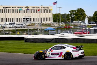 #66 Porsche 718 Cayman GT4 CLUBSPORT MR of Derek DeBoer and Spencer Pumpelly, TRG-The Racers Group, Pro-Am, Pirelli GT4 America, SRO, Indianapolis Motor Speedway, Indianapolis, IN, USA, October 2021
 | Brian Cleary/SRO