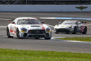 #35 Mercedes-AMG GT4 of Michai Stephens and Colin Mullan, Conquest Racing West, Silver, Pirelli GT4 America, SRO, Indianapolis Motor Speedway, Indianapolis, IN, USA, October 2021 | Brian Cleary/SRO