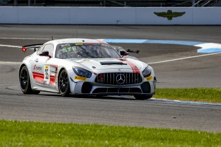 #35 Mercedes-AMG GT4 of Michai Stephens and Colin Mullan, Conquest Racing West, Silver, Pirelli GT4 America, SRO, Indianapolis Motor Speedway, Indianapolis, IN, USA, October 2021 | Brian Cleary/SRO