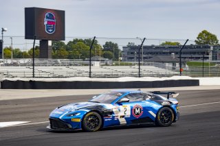 #2 Aston Martin Vantage AMR GT4 of Jason Bell and Andrew Davis, GMGRacing, Pro-Am, Pirelli GT4 America, SRO, Indianapolis Motor Speedway, Indianapolis, IN, USA, October 2021
 | Brian Cleary/SRO